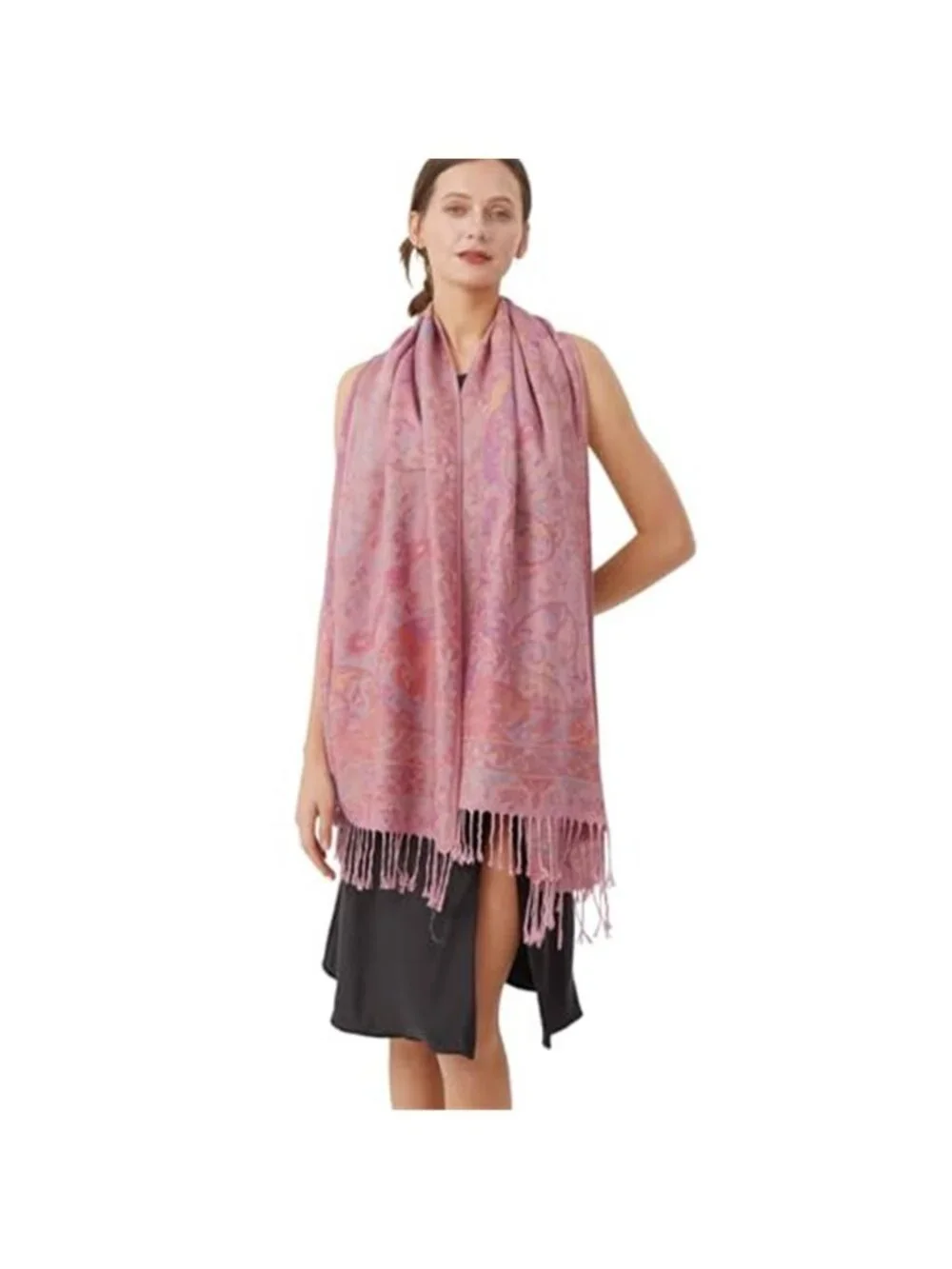 Paisley Pashmina Rave Shawl Scarf-Women's Reversible Ethnic Jacquard Pashmina